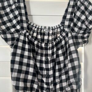 Madewell Black and White Checkered Crop Top